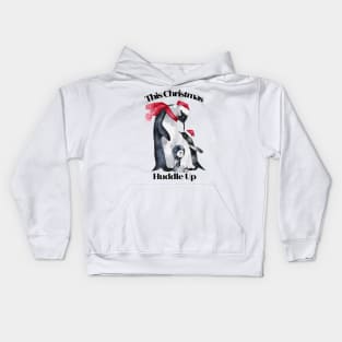 Christmas Design Penguin Pun, Huddle Up Kids Hoodie